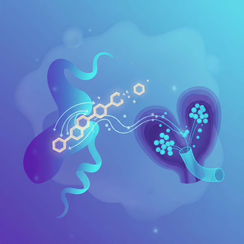 알파-아밀라아제가 전분의 알파-1,4-글리코시드 결합을 절단하는 분자 반응 모식도와 타액 분비 경로 개요도