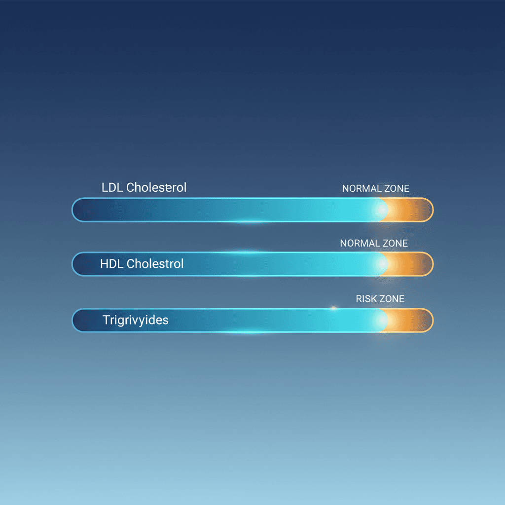 LDL·HDL·중성지방 정상 범위 및 위험 구간 도표