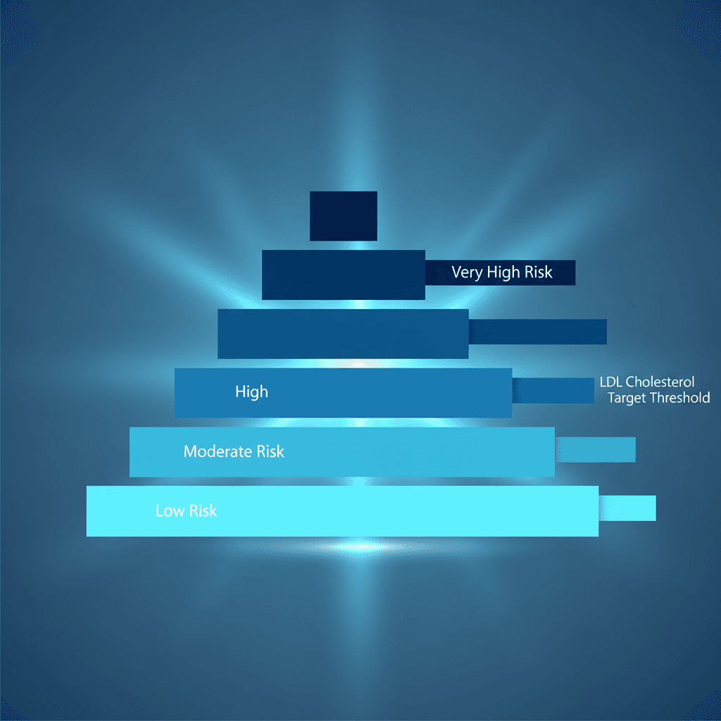심혈관 위험도 4단계와 LDL-C 목표 수치 비교 표