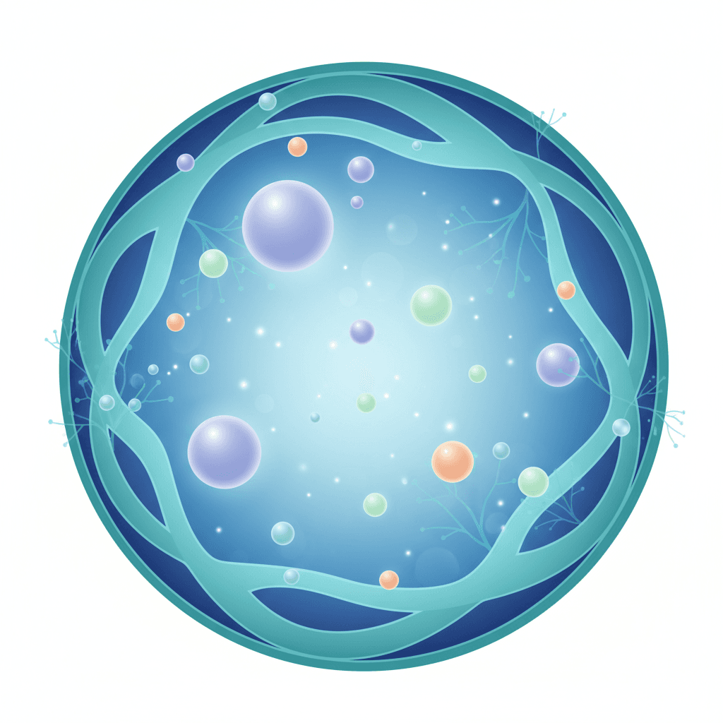 혈관 단면 구조와 칼륨·마그네슘·나트륨이 혈관 저항에 미치는 영향을 간략히 표현한 과학적 일러스트, 차분한 청록색 계열