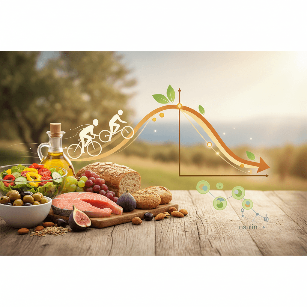 식이 요법과 운동을 병합한 생활습관 개선군과 대조군의 당뇨병 발생률을 비교하는 막대 그래프. 14.8% 대 25.7%의 차이를 시각화