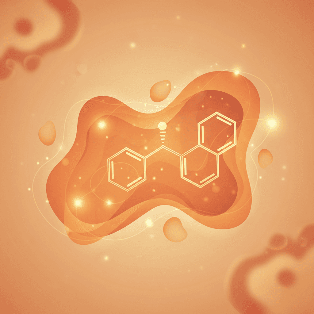 이소비텍신(apigenin-6-C-glucoside) 분자 구조와 췌장 리파아제 결합 부위를 나타낸 과학적 일러스트레이션. 플라보노이드 골격과 C-글리코시드 결합이 명확하게 표현된 이미지.