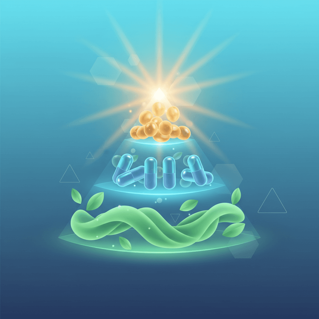 Infographic of omega-3 dosage recommendations showing different levels: 4g/day EPA for high-risk hypertriglyceridemia, 1g/day EPA+DHA for primary prevention, and ALA dietary sources with conversion limitations noted