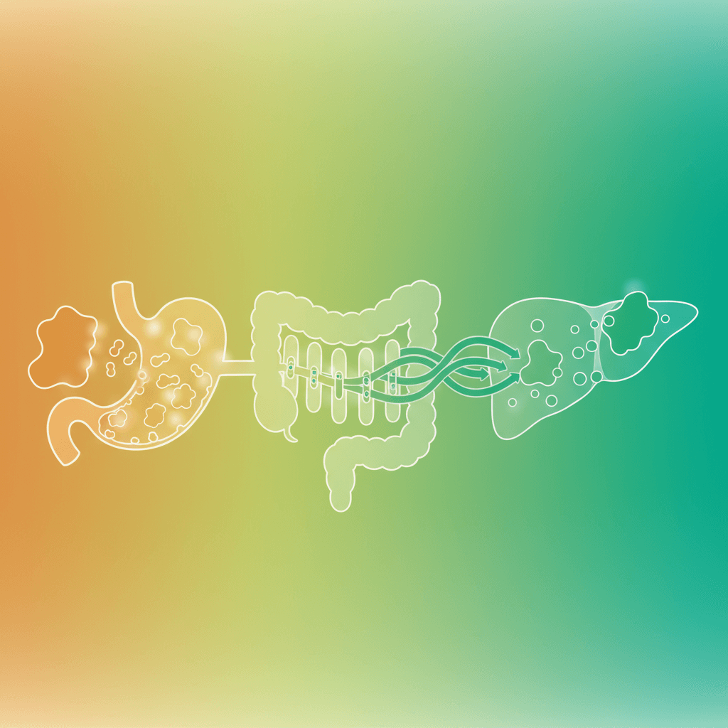 경구 섭취된 단백질이 위장관에서 펩타이드와 아미노산으로 분해된 뒤 소장에서 흡수되고, 간 문맥을 통해 간으로 이동해 새로운 단백질로 재합성되는 소화 흡수 경로 다이어그램