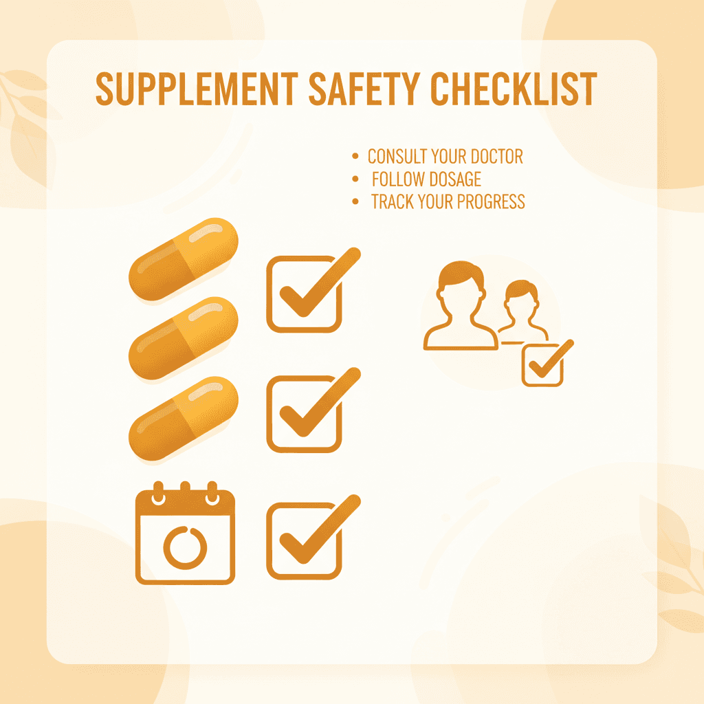 보조제 복용 시점과 주의사항을 정리한 체크리스트 인포그래픽