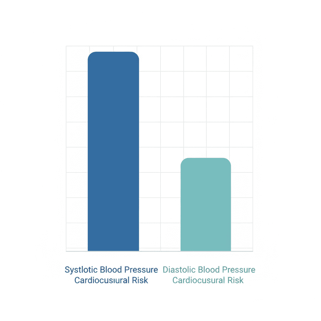 수축기 혈압과 이완기 혈압의 심혈관 이벤트 위험비(HR) 비교 막대 그래프