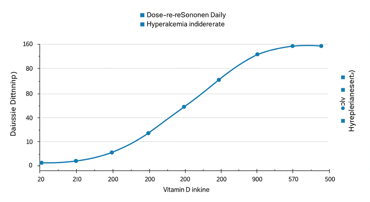 비타민D 용량과 고칼슘혈증 관계 그래프